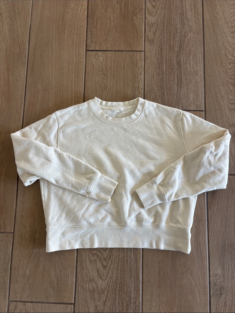 COS Womens Cream Crewneck Cropped Sweatshirt - Classic Casual